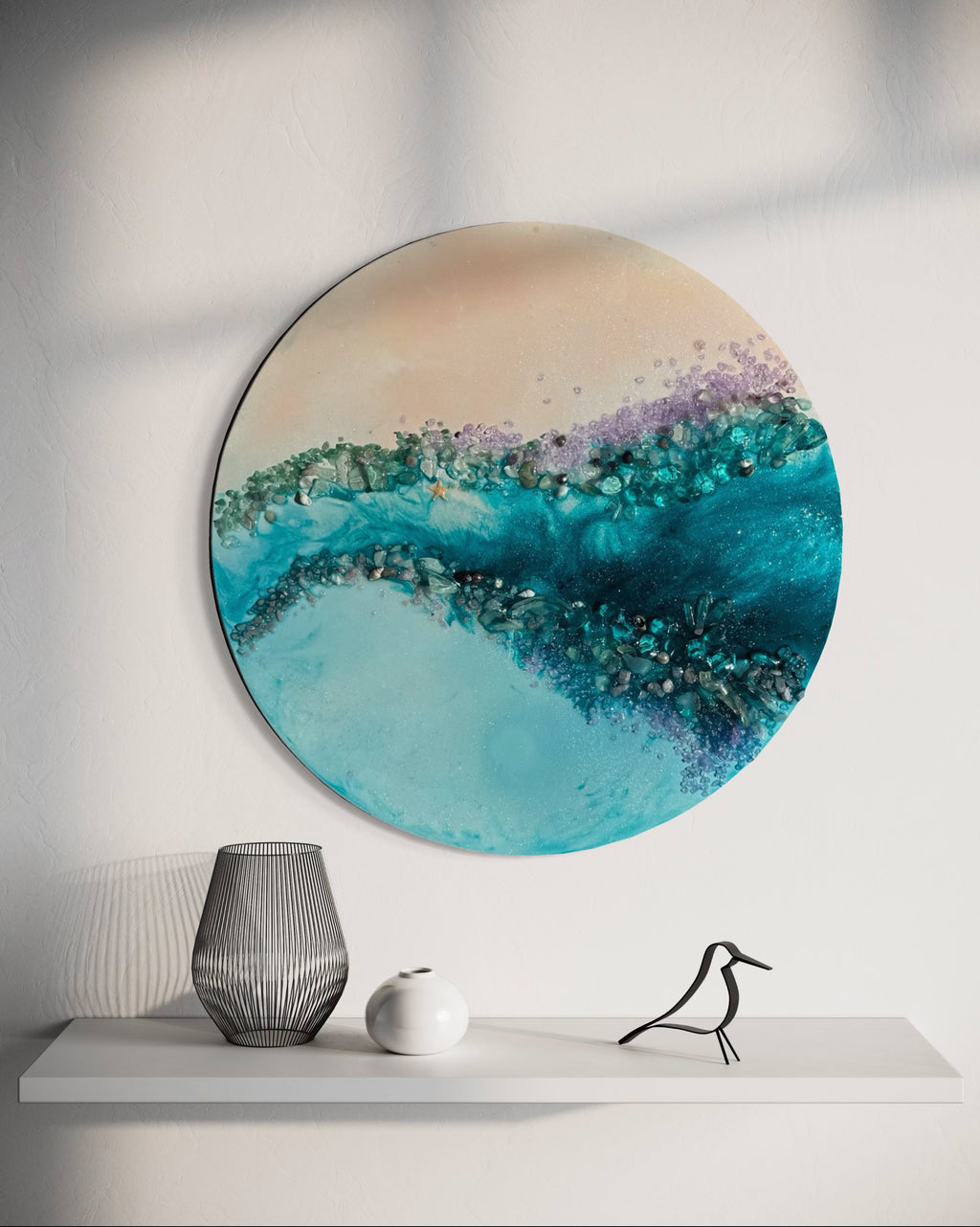 Elixir 6 . Bounty Reef Round Artwork with quartz 50cm