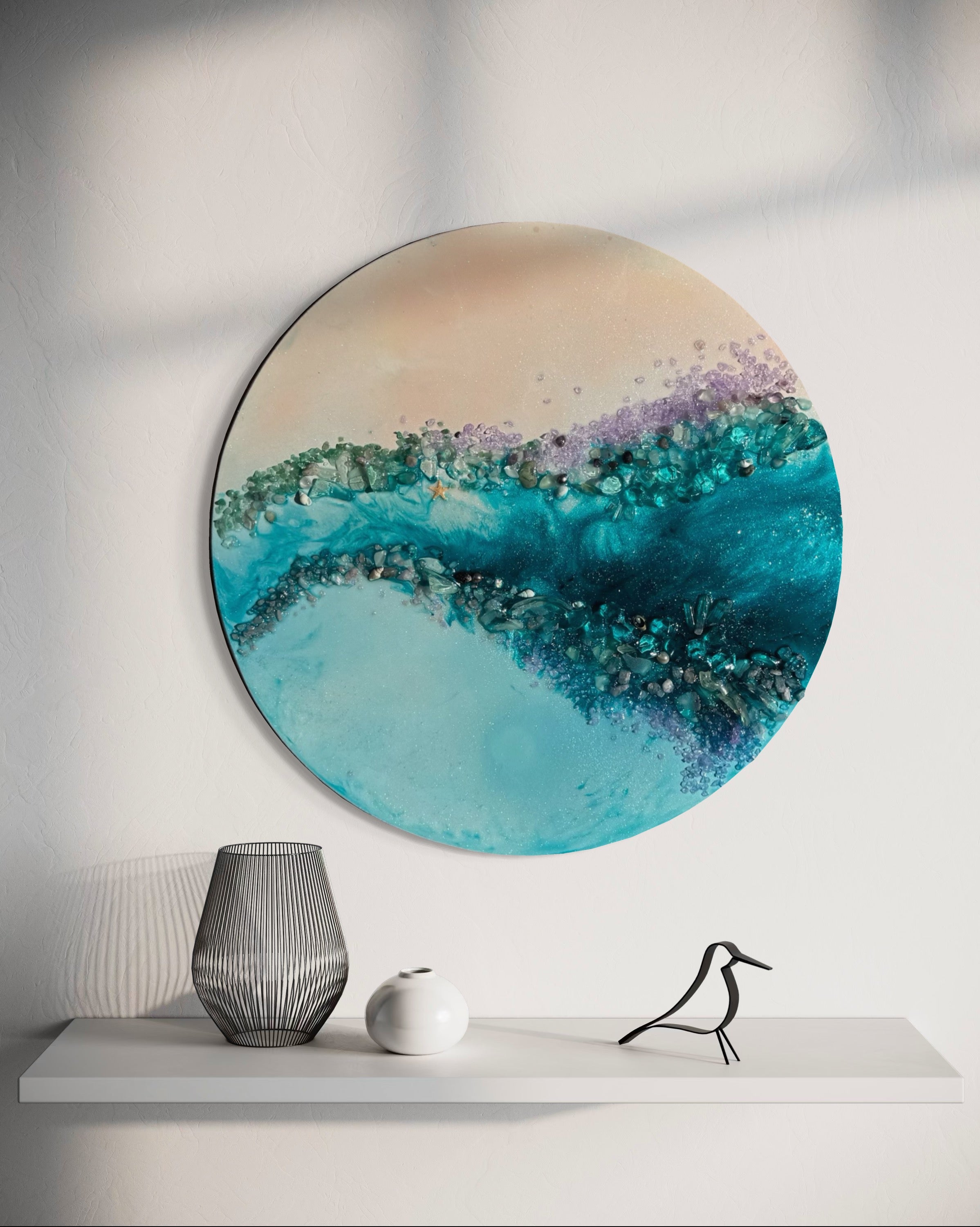 Elixir 6 . Bounty Reef Round Artwork with quartz 50cm