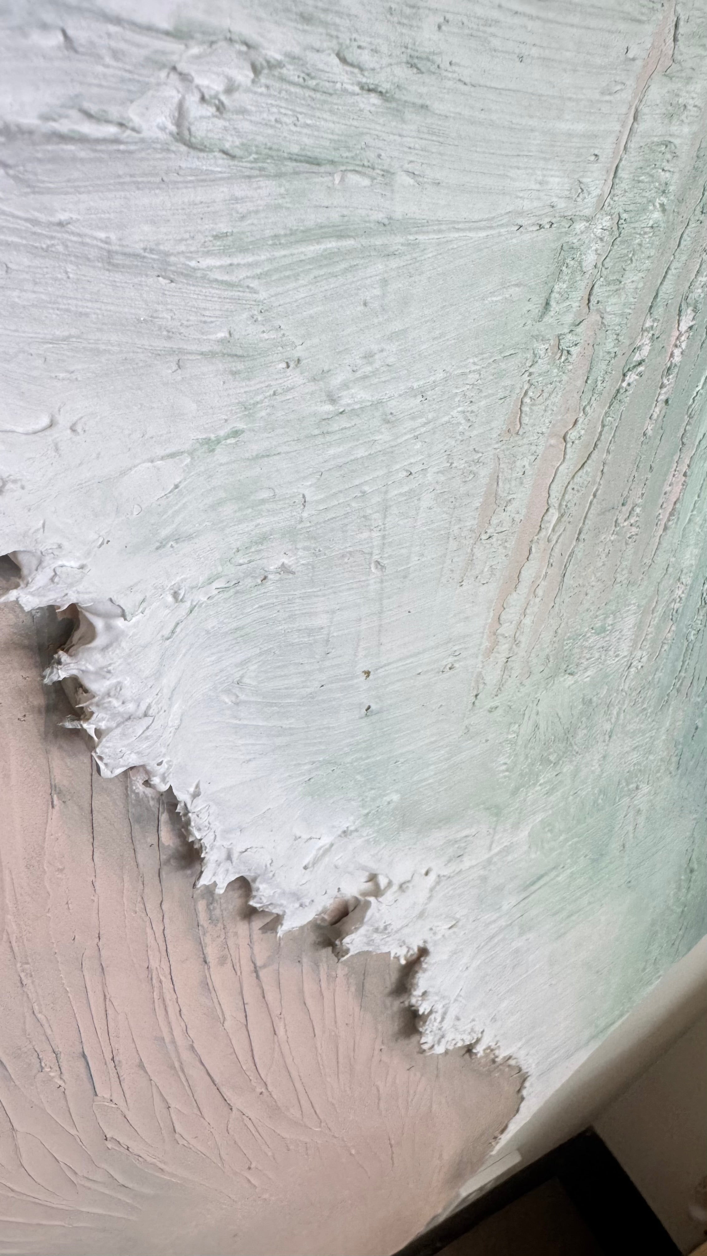 Serene Shoreline 1 Peach and Green - Original Textured Artwork 90x180cm