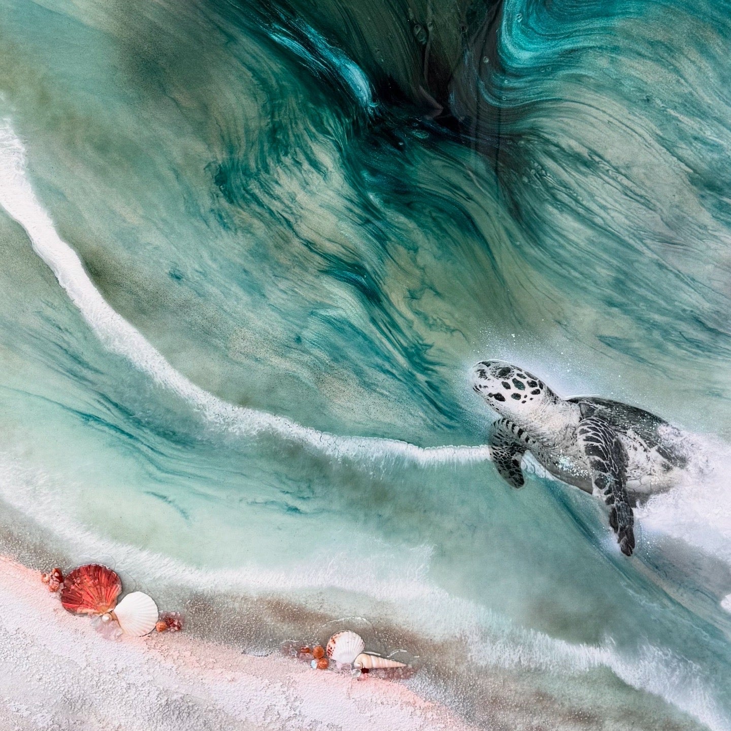 Honu Journey Set 1&2 Sand, Rose Quartz, Pearl, Shells   185x125cm (125x95cm each)