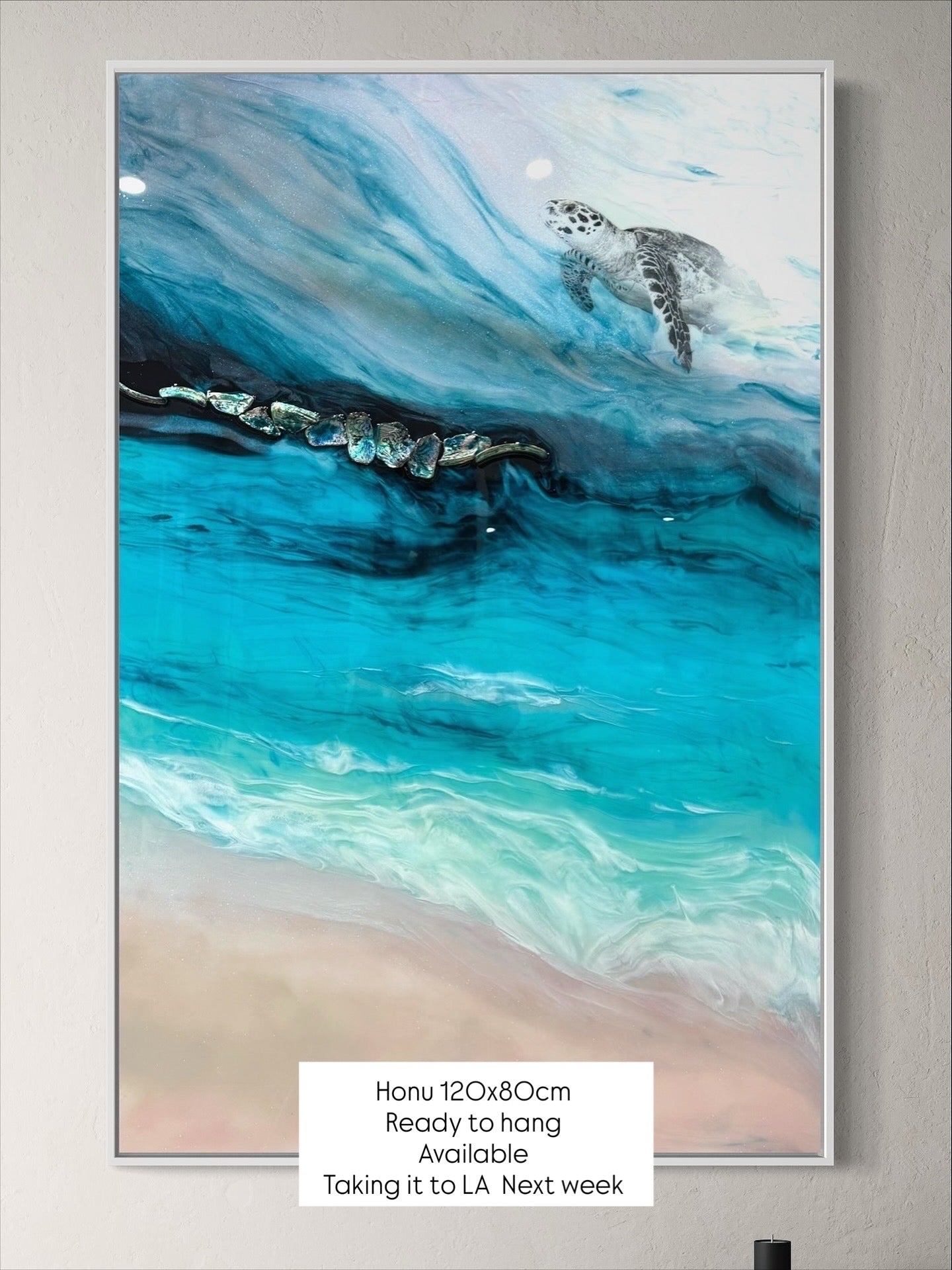Bounty Turtle 5.0. Honu Journey Seascape. Carrying my Home with me. 120x80cm/48x32”