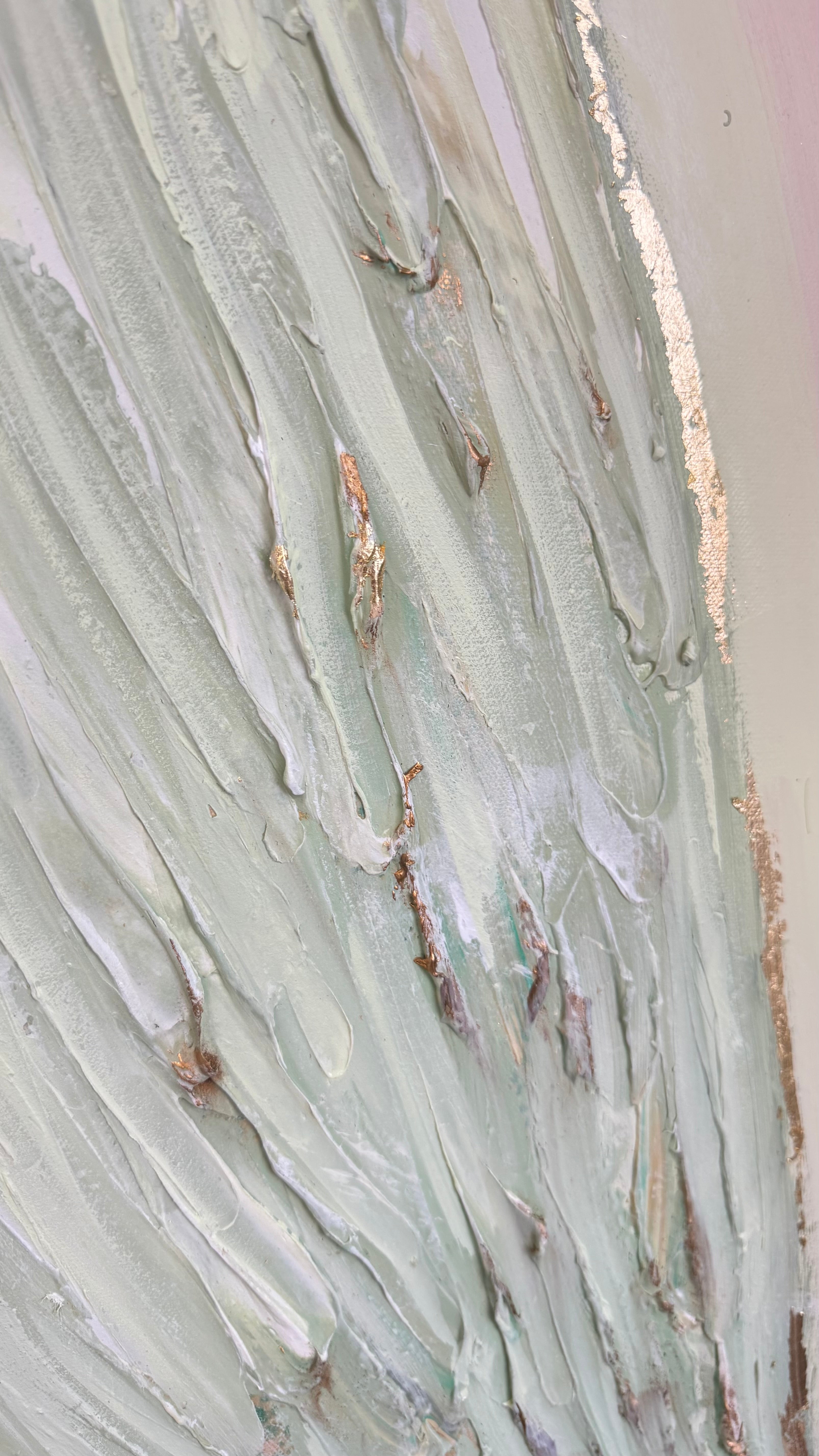 Serene Shoreline 1 Peach and Green - Original Textured Artwork 90x180cm