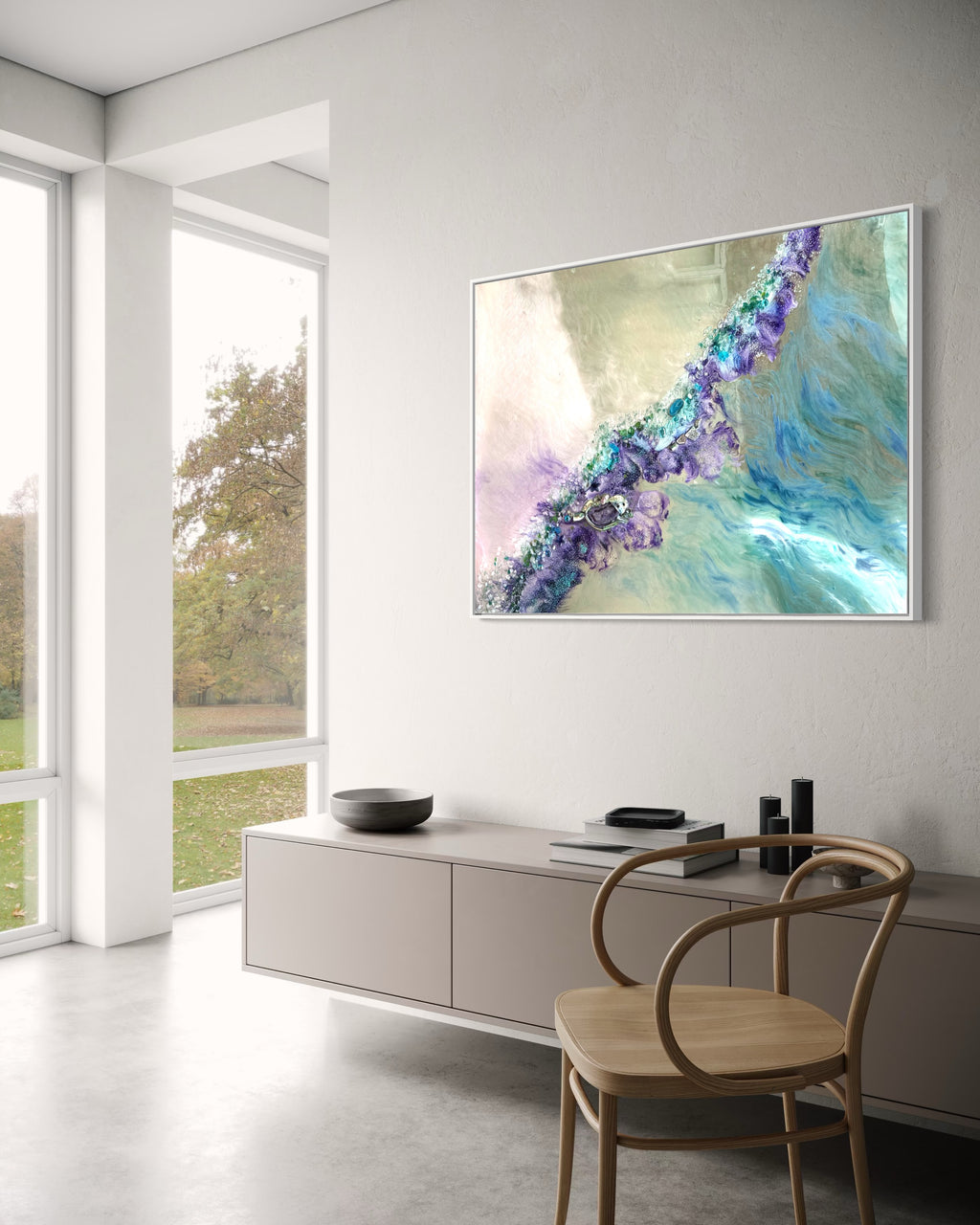 Reflection of Strength Crystal Reef Aqua Sting Rays quartz 90x120cm Framed