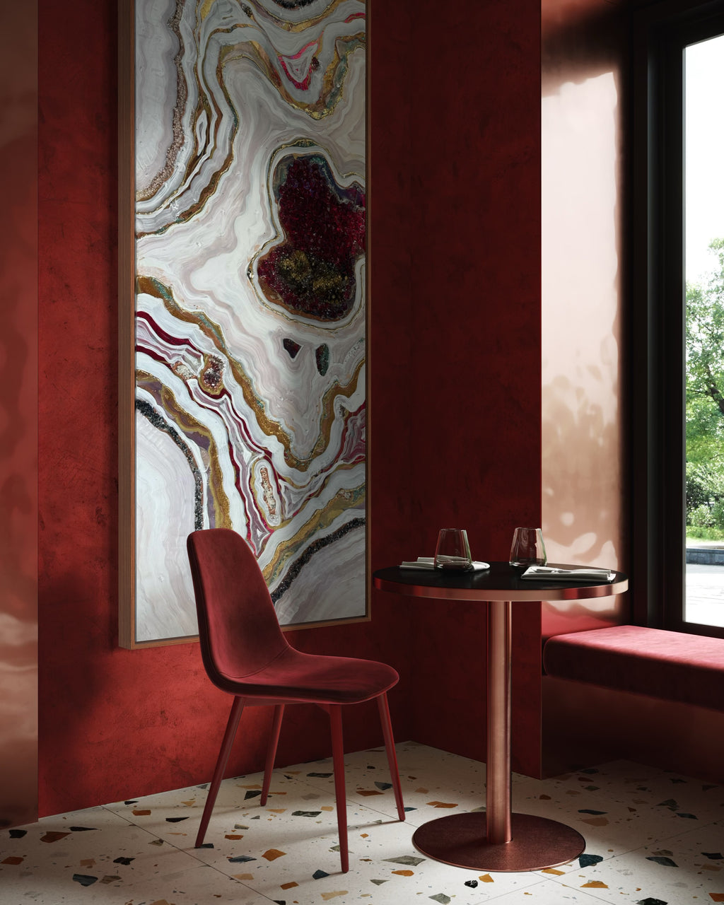 Starbright 1 Burgundy and Gold Abstract Artwork