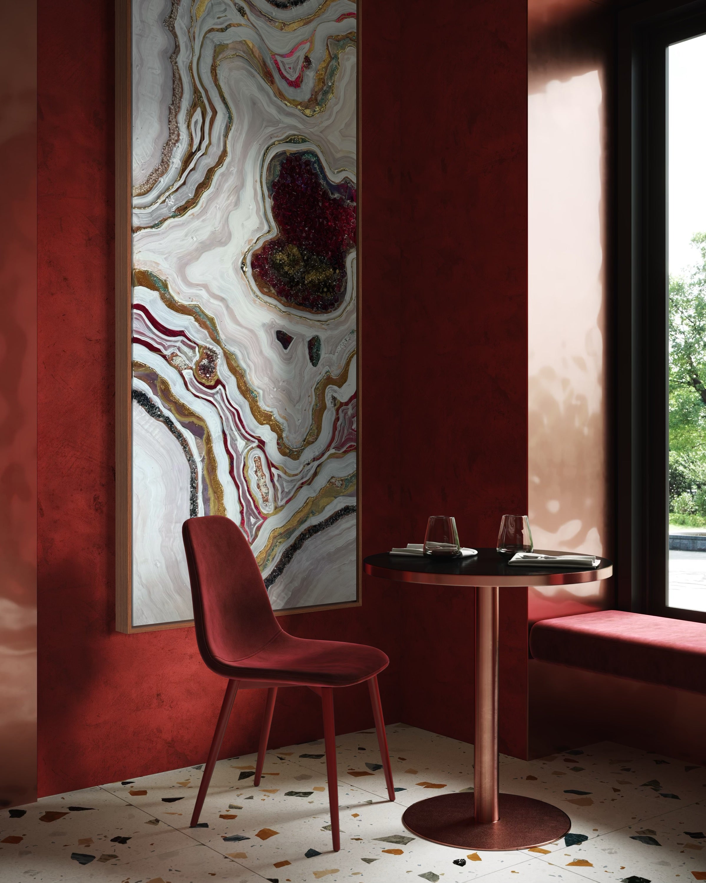 Starbright 1 Burgundy and Gold Abstract Artwork