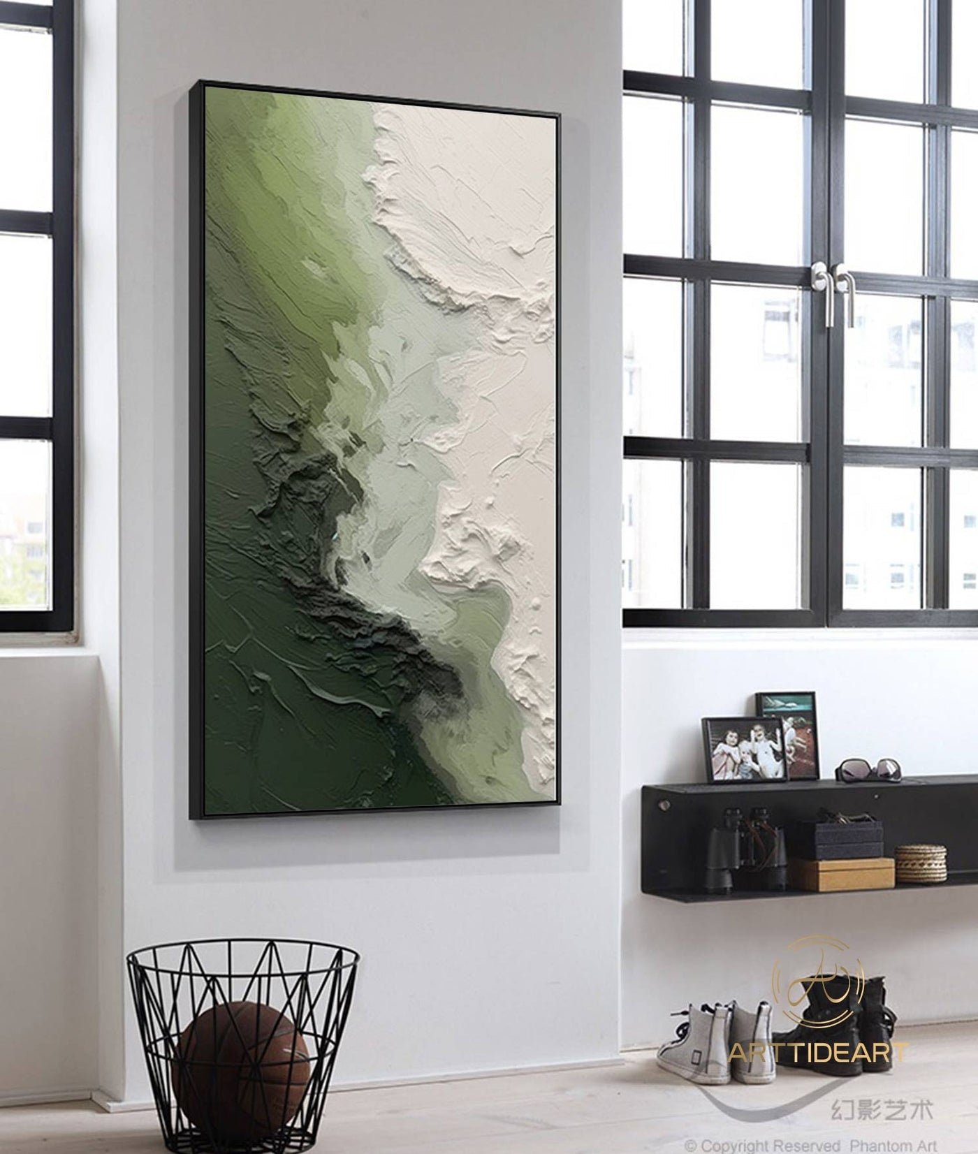Green hills  3 90x180cm with Sand FRAMED