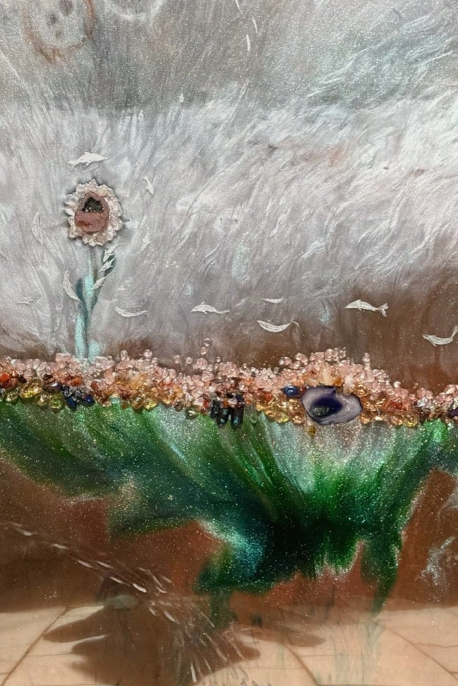 Earth Coral Garden Abstract  Crystal Artwork FRAMED 100x130cm