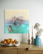 Feel of wonder  Set of 2 with Amethyst, Sea Urchin and Gold Leaf, Quartz set of 2 40x40cm ea/16x16”