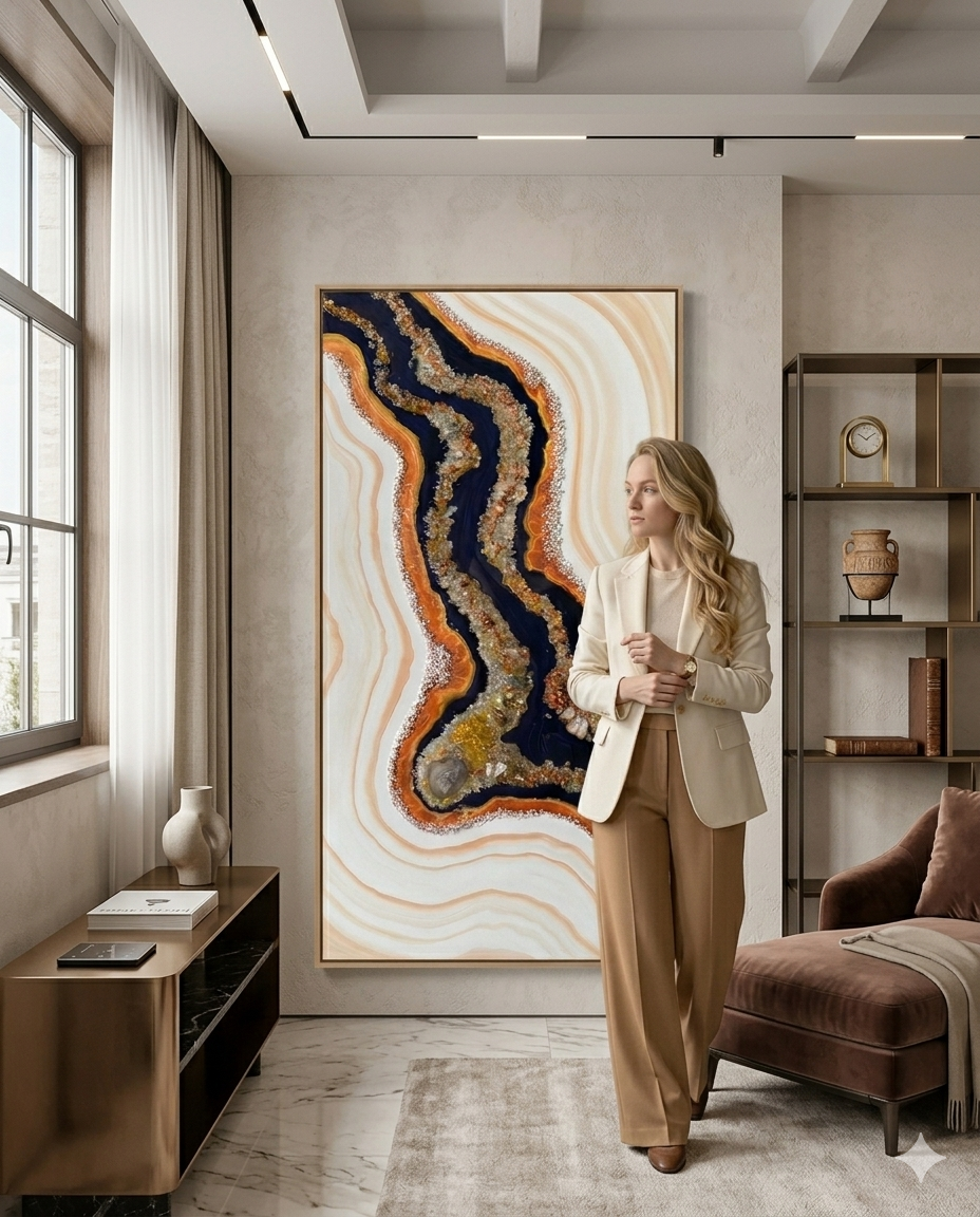 Desert Storm Artwork with  Citrine 150x75cm