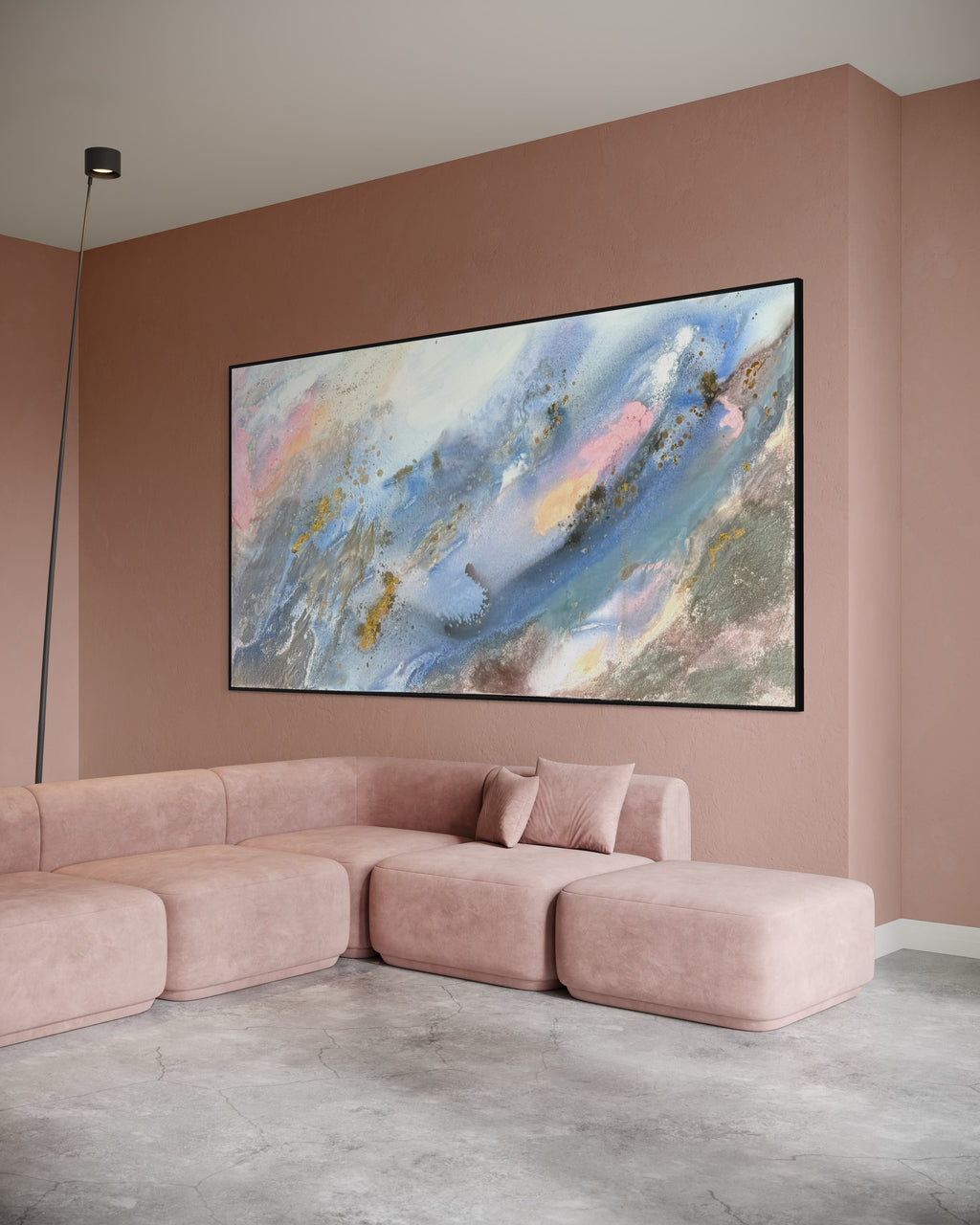 Calming sky 90x180cm with Sand FRAMED