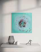 Feel of wonder  Set of 2 with Amethyst, Sea Urchin and Gold Leaf, Quartz set of 2 40x40cm ea/16x16”