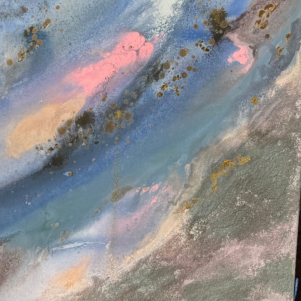 Calming sky 90x180cm with Sand FRAMED