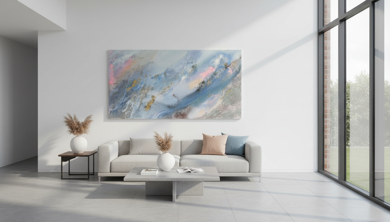 Calming sky 90x180cm with Sand FRAMED