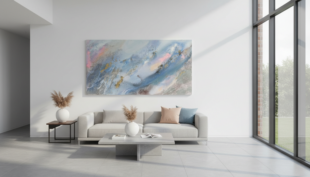 Calming sky 90x180cm with Sand FRAMED