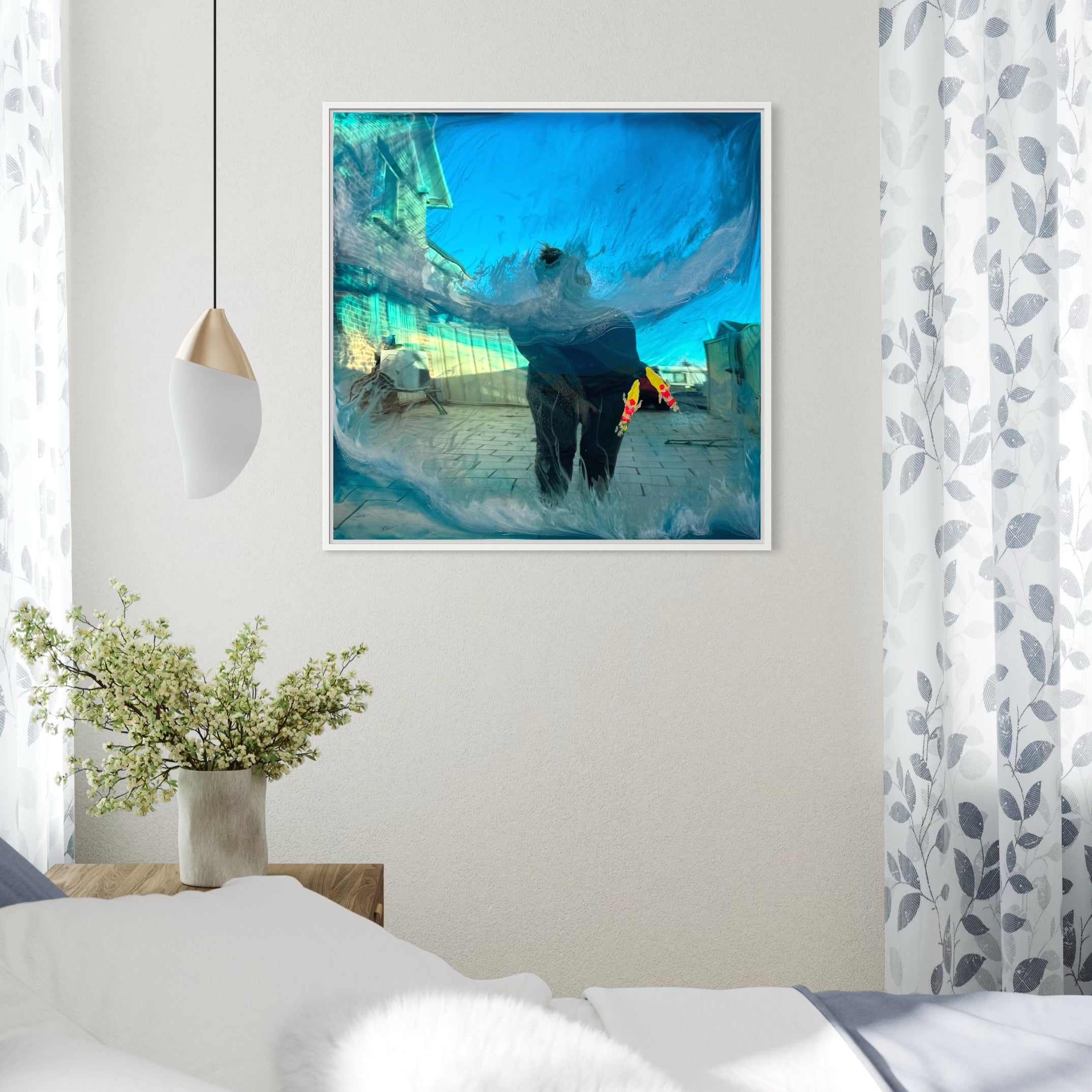 Aqua - Catch Your Wave before you miss the chance  set of 2 120x60 FRAMED 60x60cm ea/48x24” 24x24”ea