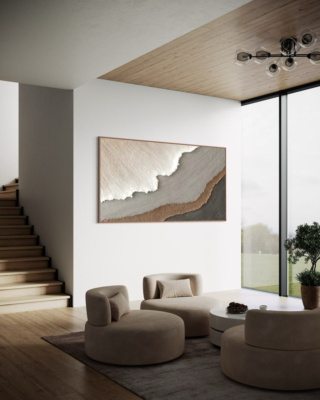 Brown hills 90x180cm with Sand FRAMED