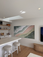 Serene Shoreline 1 Peach and Green - Original Textured Artwork 90x180cm