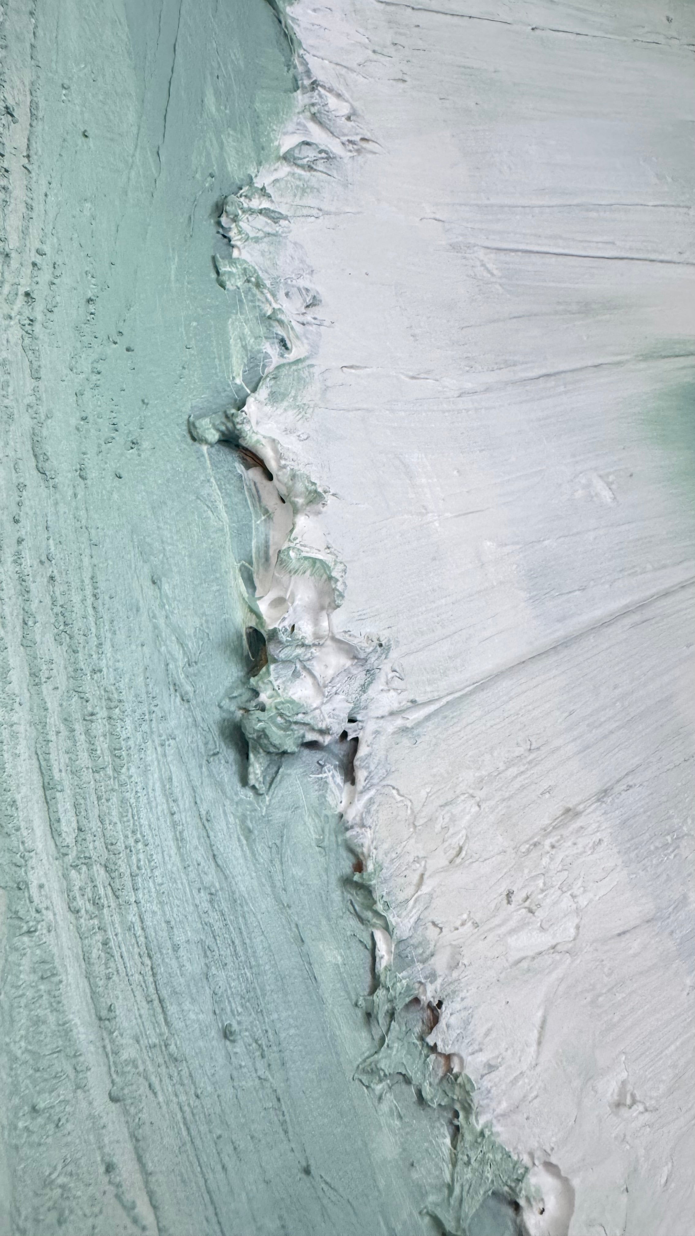 Serene Shoreline 1 Peach and Green - Original Textured Artwork 90x180cm