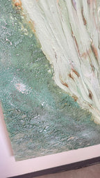 Serene Shoreline 1 Peach and Green - Original Textured Artwork 90x180cm