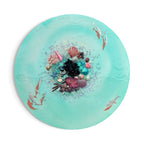 Crystal Bounty Reef Aqua Dolphins Round Artwork with Quartz, Amethyst , Gold leaf , Pearl 50cm/ 20”