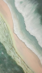 Serene Shoreline 1 Peach and Green - Original Textured Artwork 90x180cm