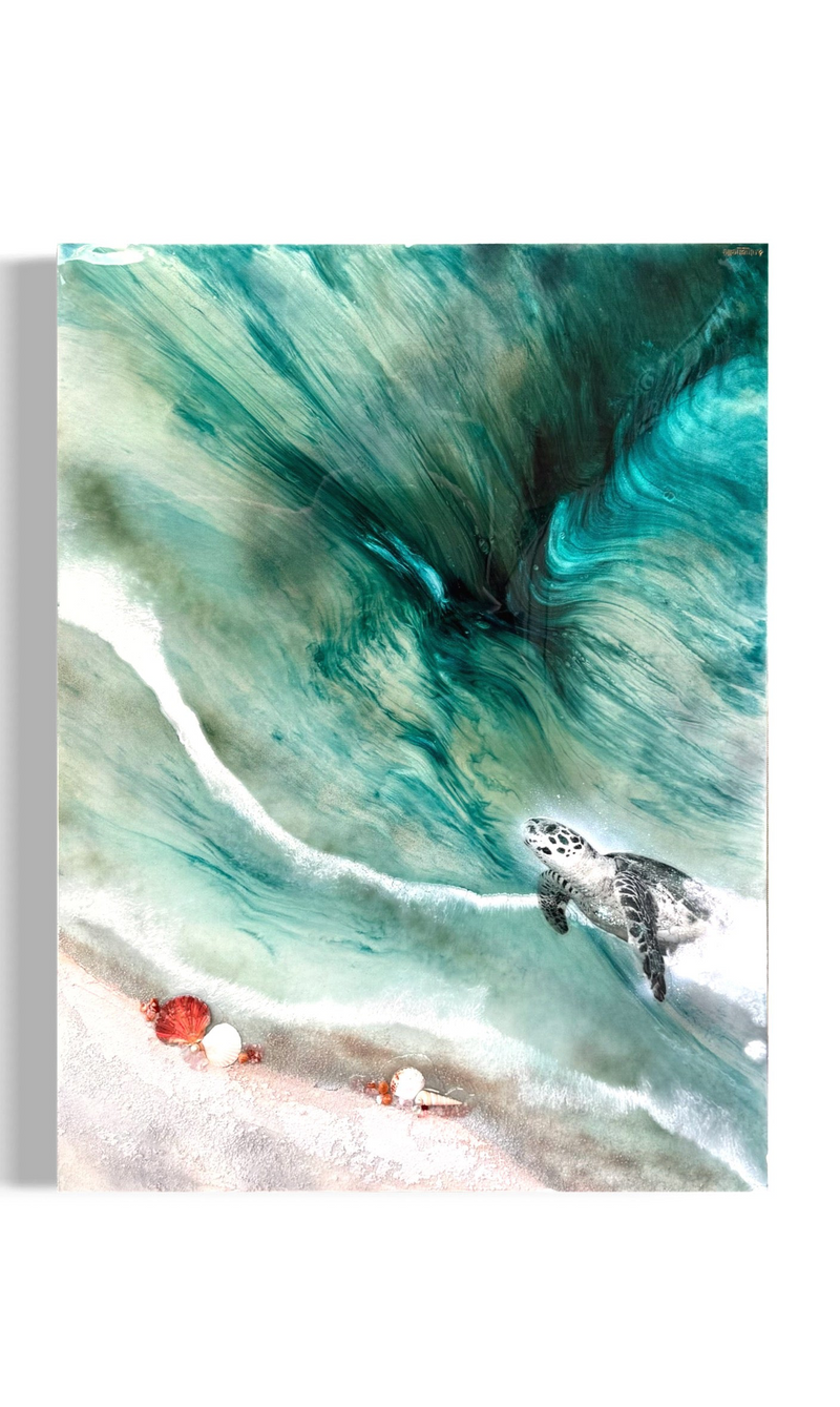 Honu Journey 2   48x35”    Home is where your heart is