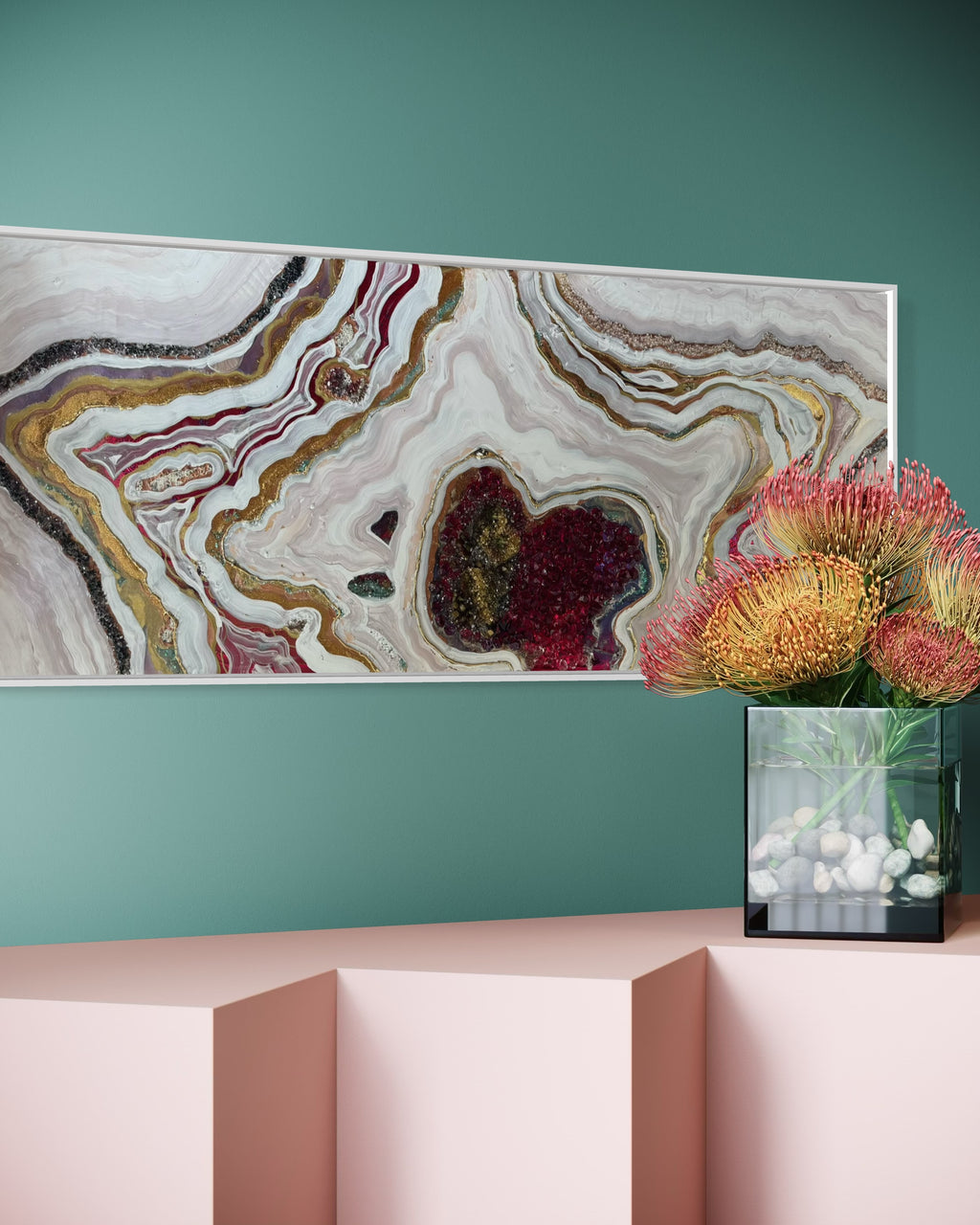 Starbright 1 Burgundy and Gold Abstract Artwork