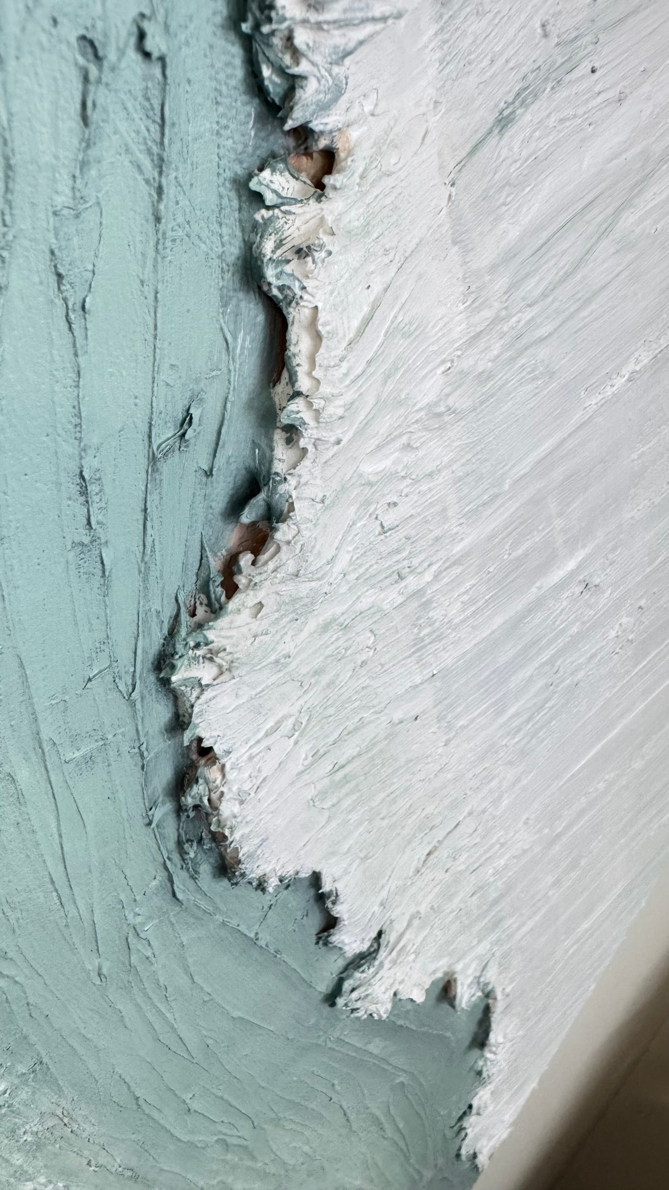 Serene Shoreline 1 Peach and Green - Original Textured Artwork 90x180cm