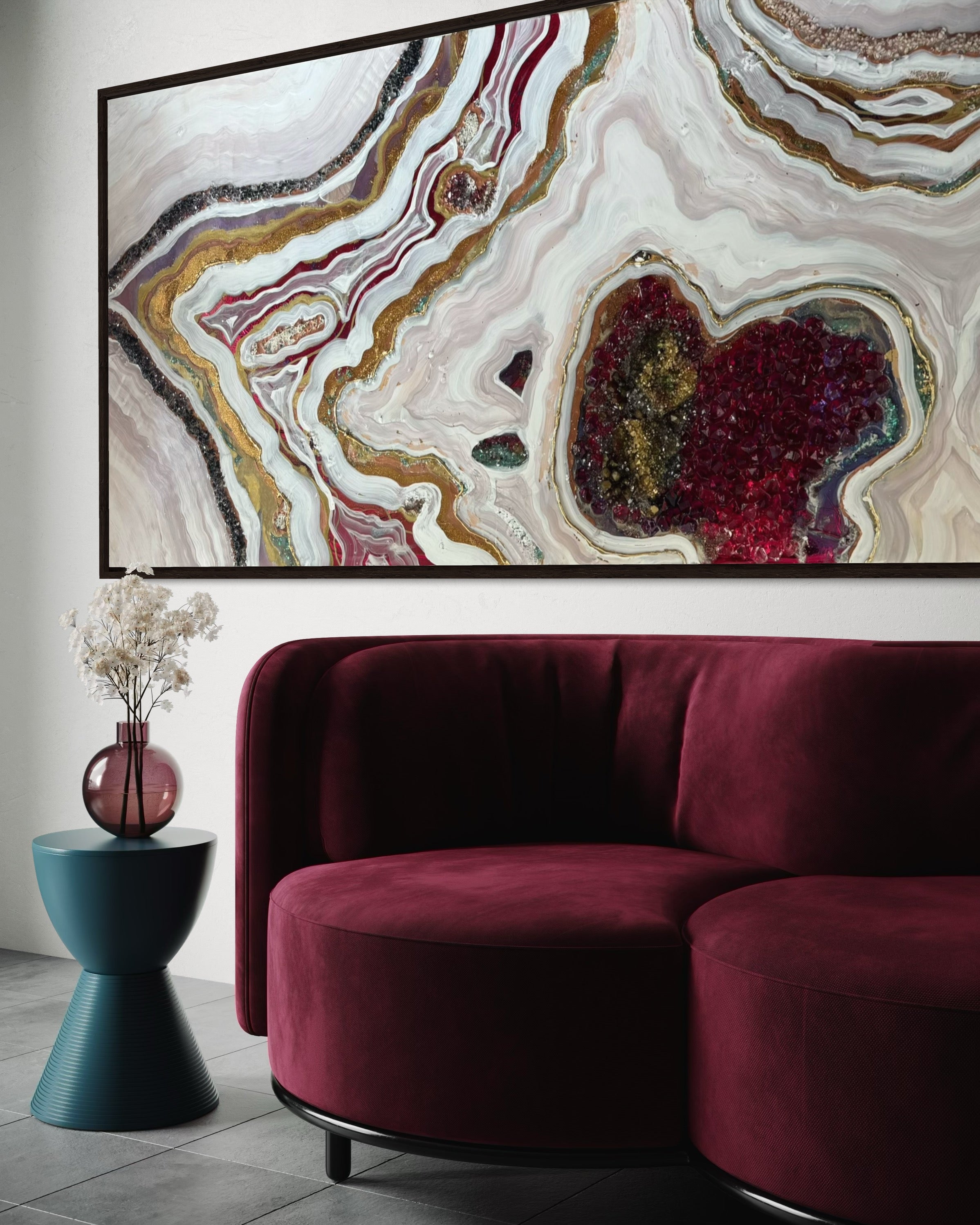 Starbright 1 Burgundy and Gold Abstract Artwork