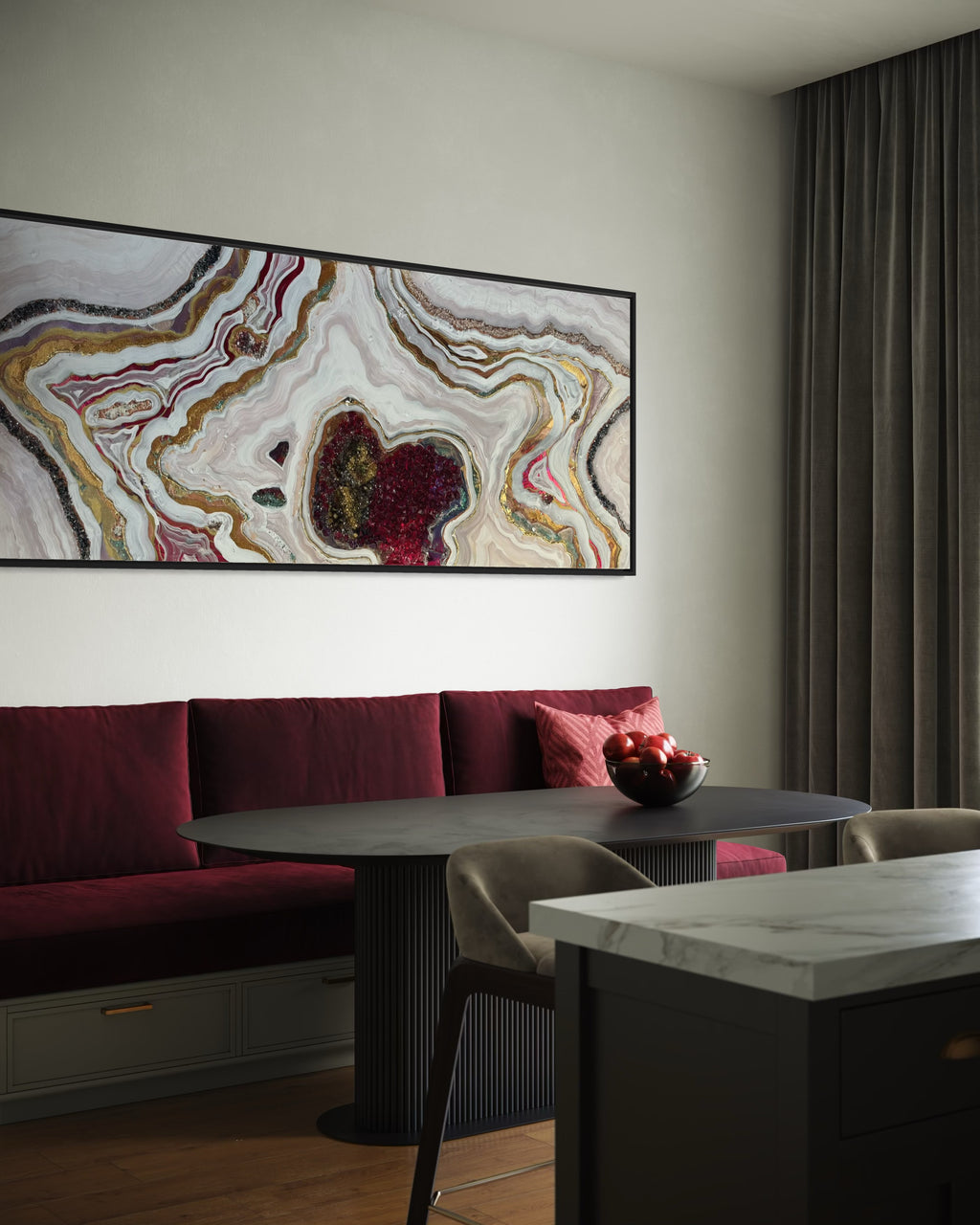 Starbright 1 Burgundy and Gold Abstract Artwork