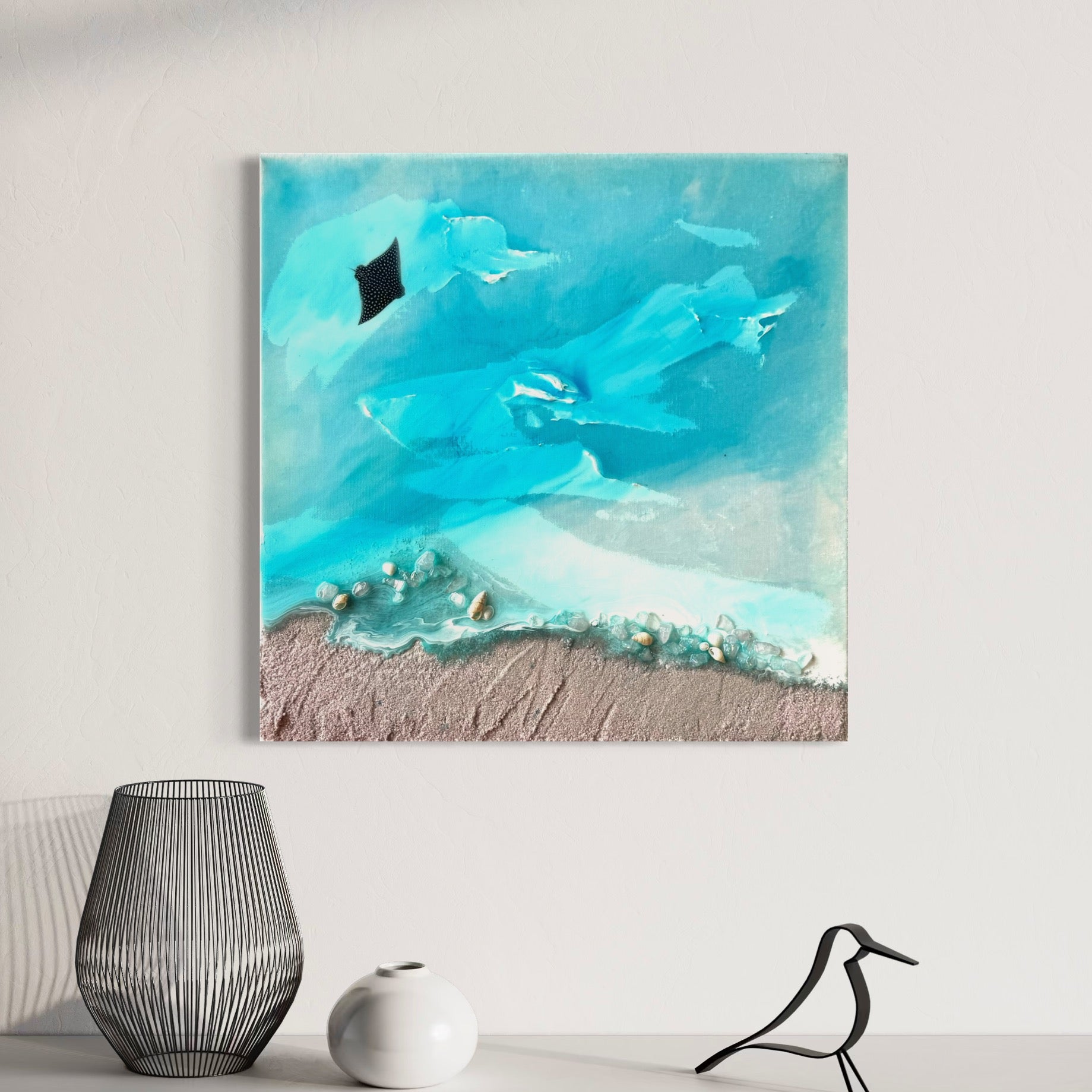 Bounty Turtle  Honu Journey Laguna Beach Seascape. Set of 2 40x40cm