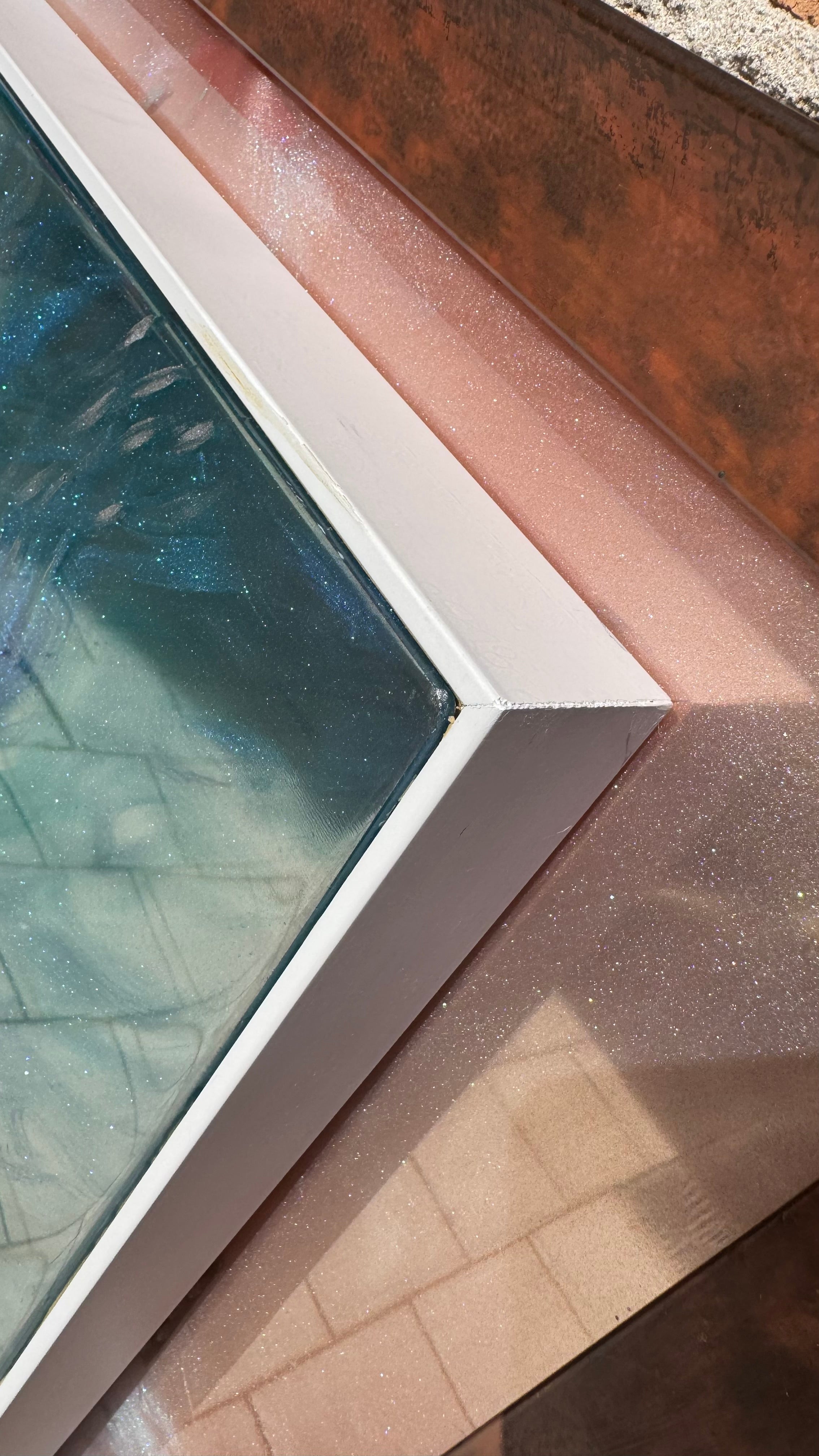 Reflection of Strength Crystal Reef Aqua Sting Rays quartz 90x120cm Framed