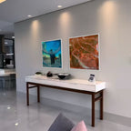 Aqua - Catch Your Wave before you miss the chance  set of 2 120x60 FRAMED 60x60cm ea/48x24” 24x24”ea