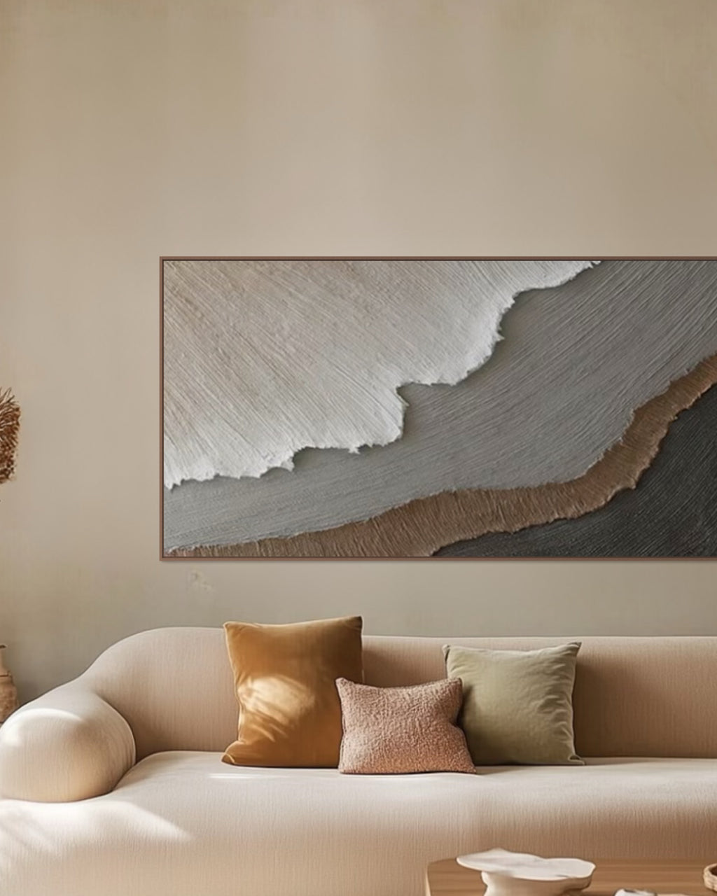Brown hills 90x180cm with Sand FRAMED