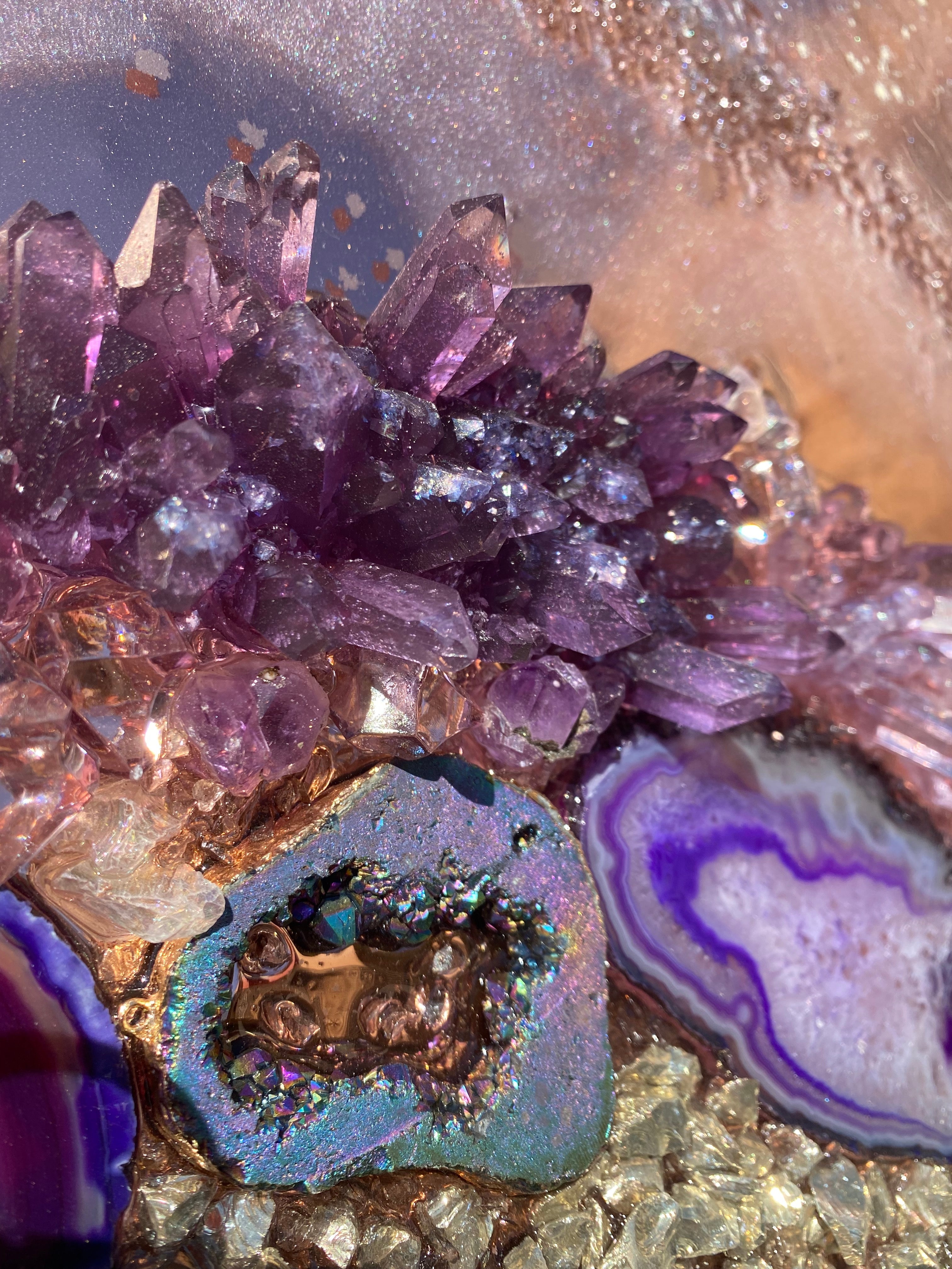 Rose Gold Crystal Reef. Copper Reflective Original Artwork