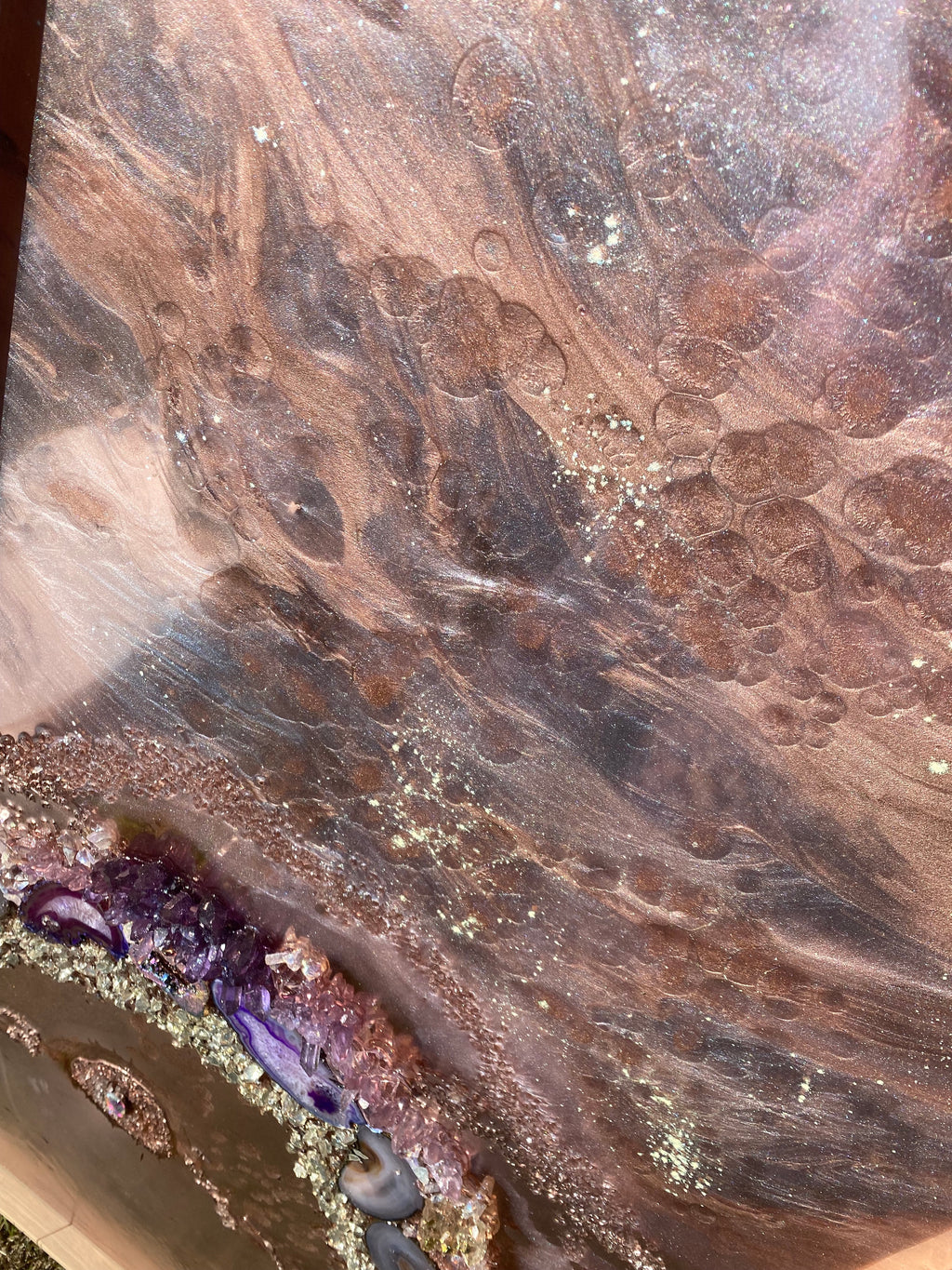 Rose Gold Crystal Reef. Copper Reflective Original Artwork