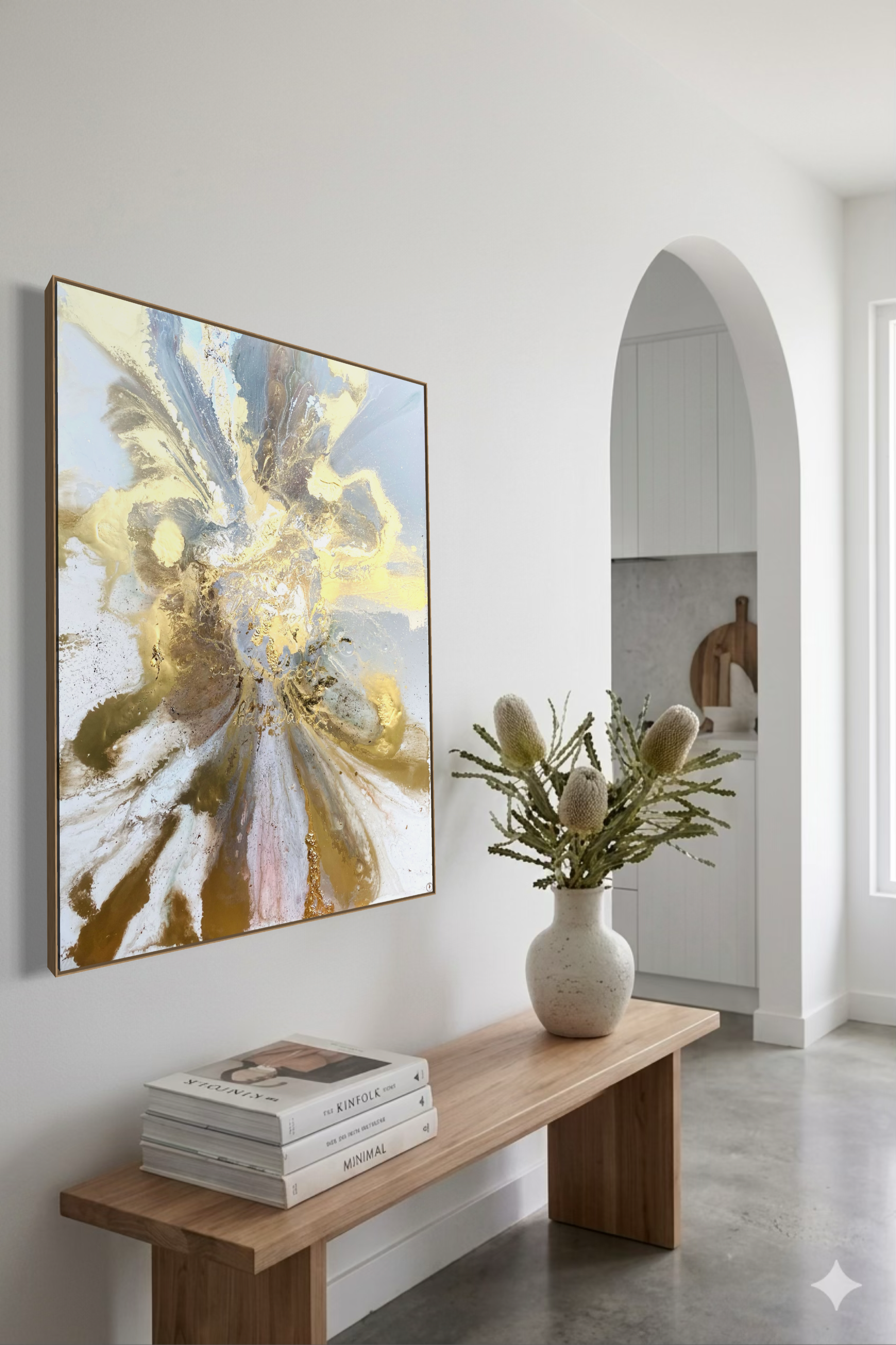 Serenity - Escape: Gold Abstract Artwork with 24k Gold Leaf