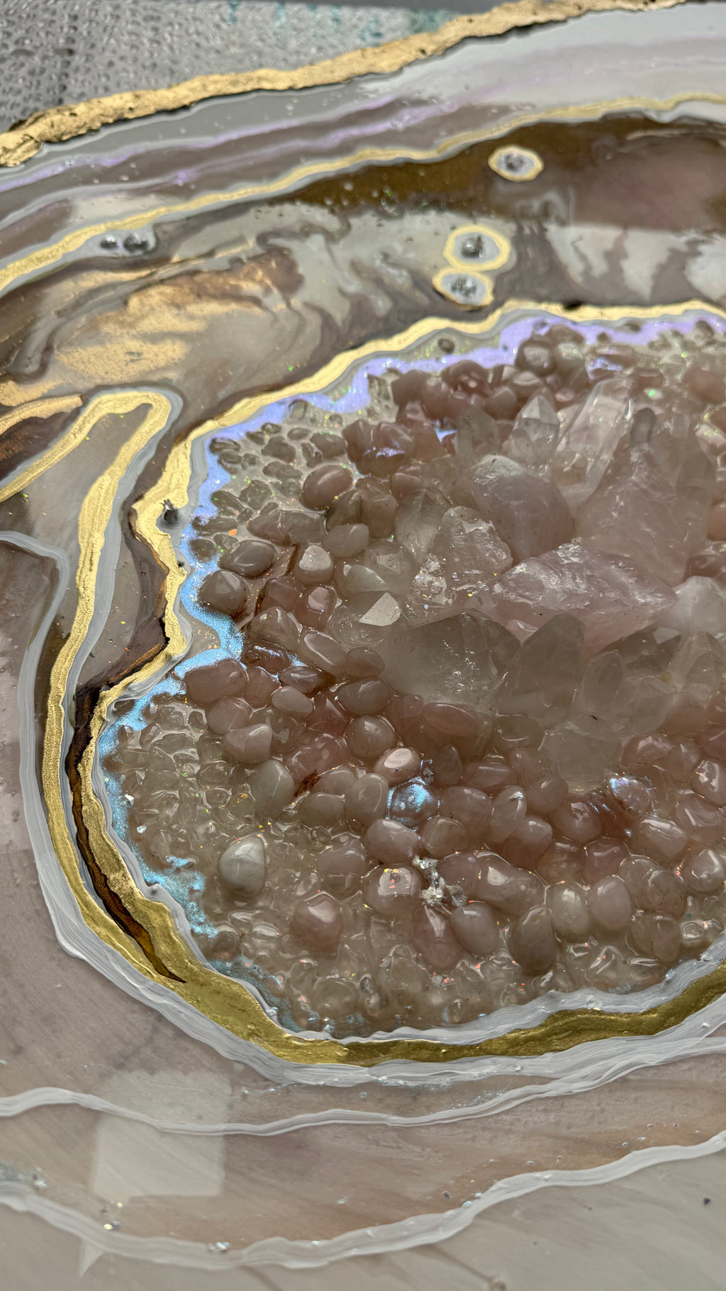 Rose Quartz Harmony Reef in Gold