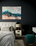 Pink and Blue  Crystal Reef - with Rose Quartz, FRAMED 60x90cm