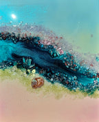 Heart Reef Bliss Set of 2 with Swarovski, Amethyst, Agate, Quartz  on Canvas 40x50cm.