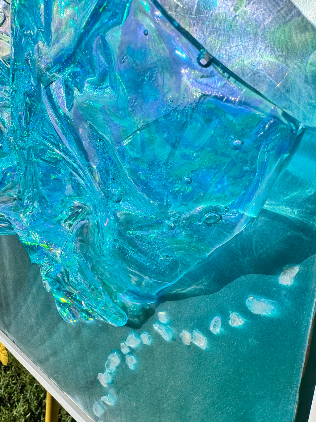 Whitsundays Blues 2  Sculptural Piece on Aluminium, Framed 35x46cm FRAMED