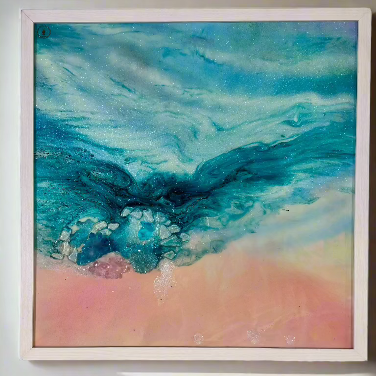 Laguna Beach Vibes set of 2 110x55cm FRAMED 55x55 cm each