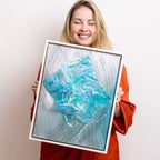 Whitsundays Blues 1  Sculptural Piece on Aluminium, Framed 35x46cm FRAMED