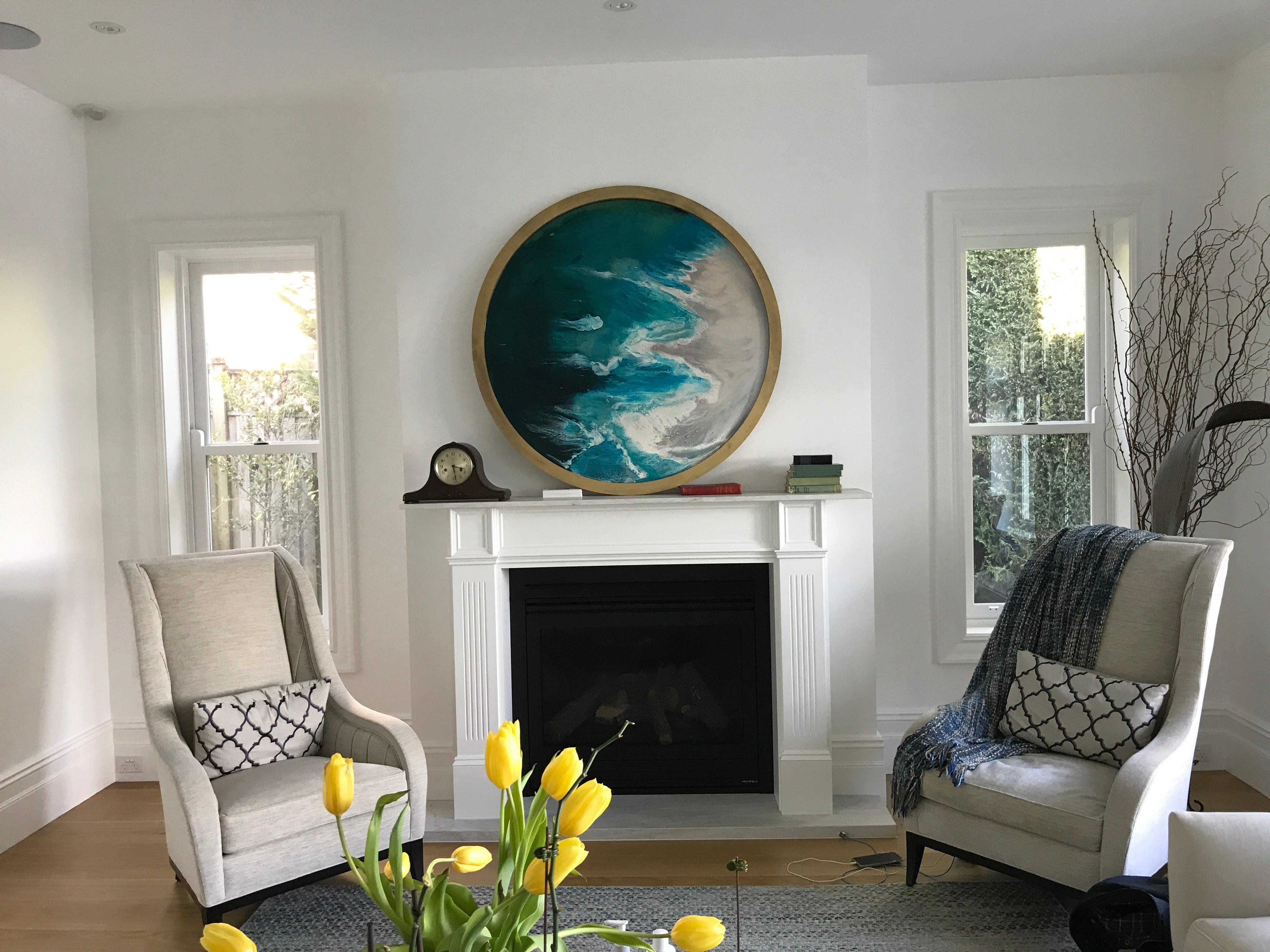 Round Ocean Artwork by australian artist Antuanelle . Coastal interior . Humptons Interior Sydney