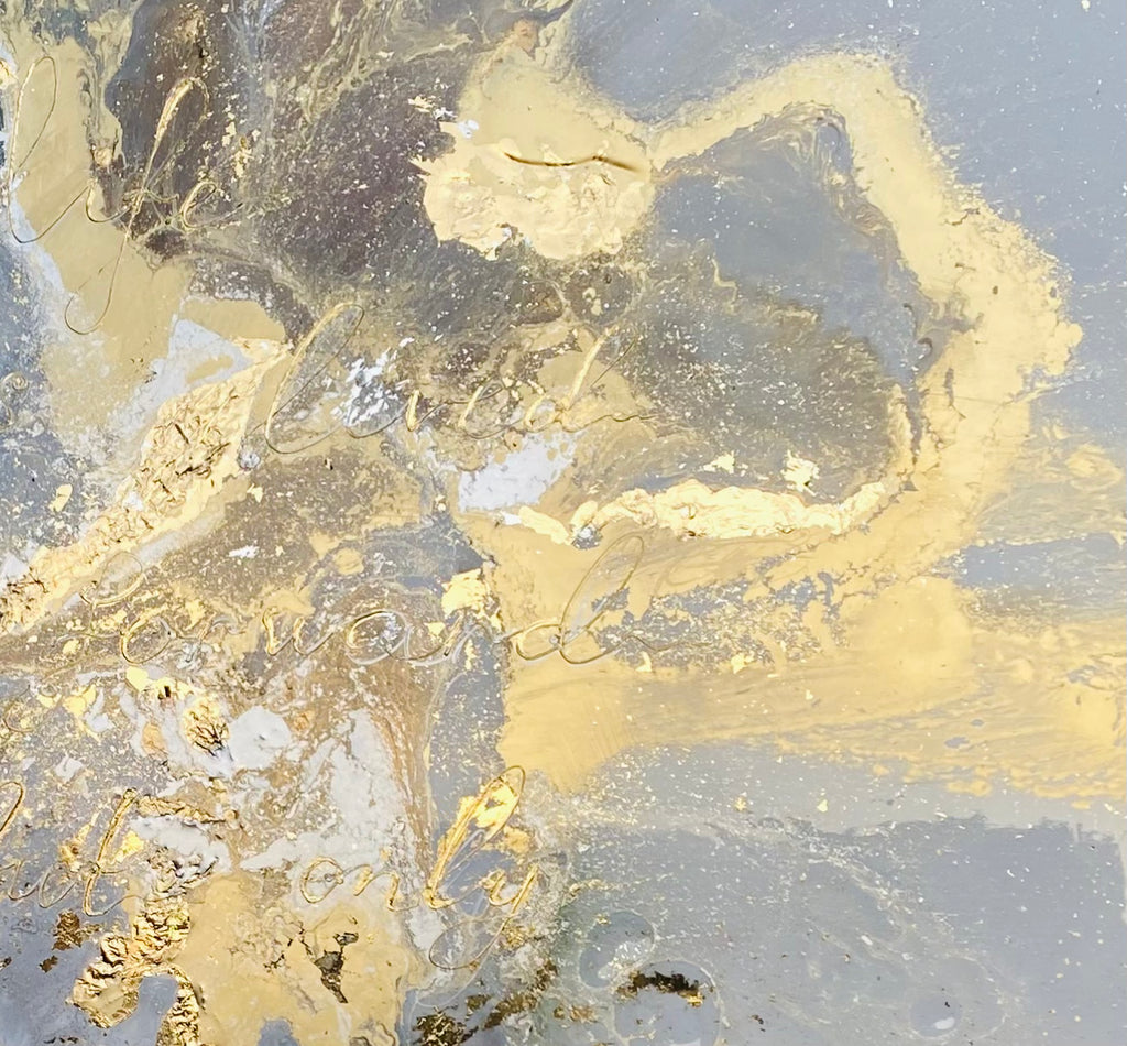 Escape: Gold Abstract Artwork with 24k Gold Leaf  Gold Marble Series