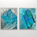 Whitsundays Blues 1 and 2, Set of 2 Sculptural Piece on Aluminium 70x46cm FRAMED