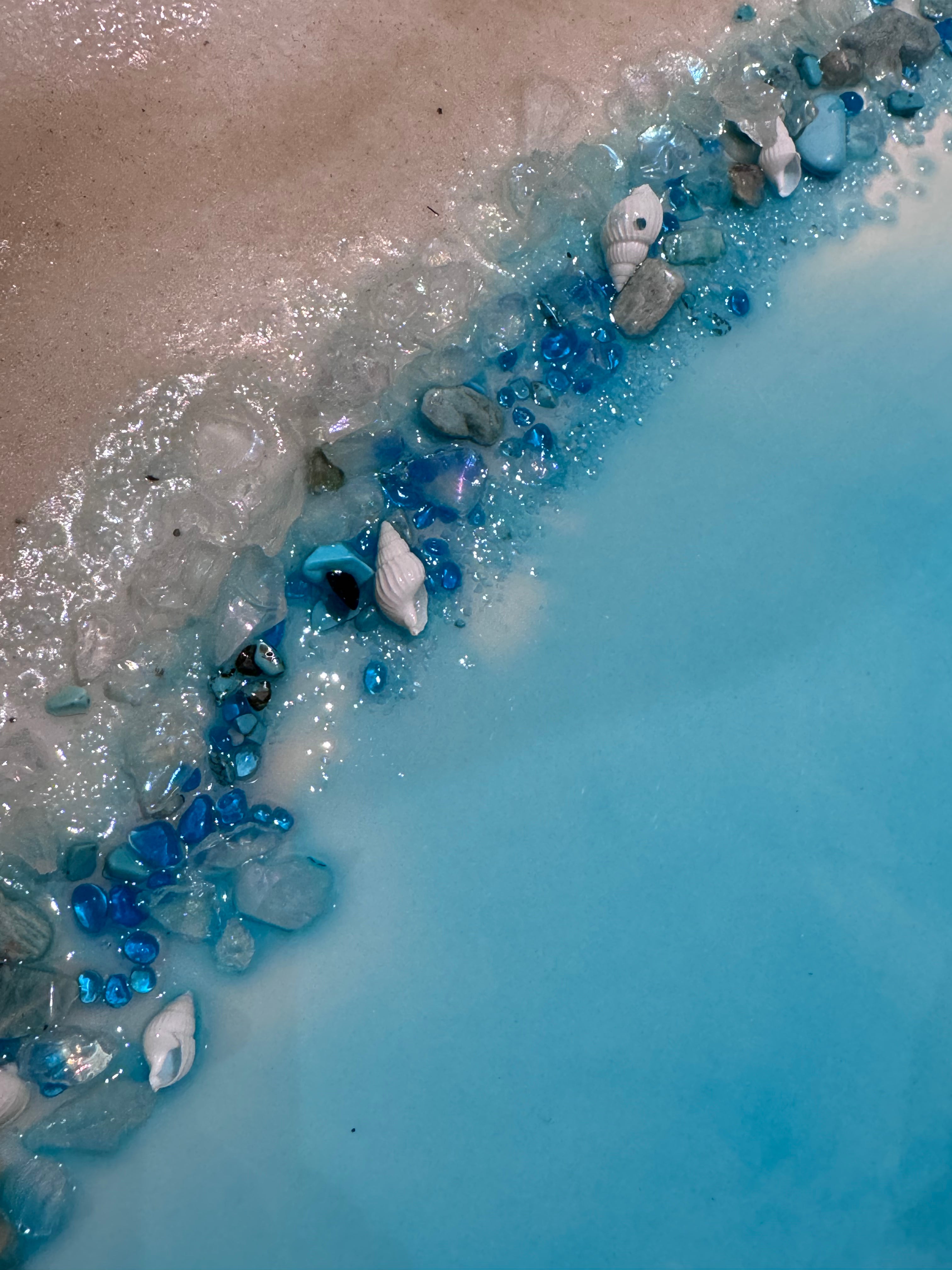 Whitsundays    Boats 1 50x50cm    Sand, Glass,Crystals,  Liquid Glass