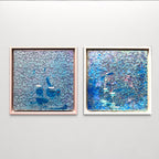 Cannes Yacht Mediterranean Sailing Boats Artwork Iridescent  Anchored 2 FRAMED  33x33cm