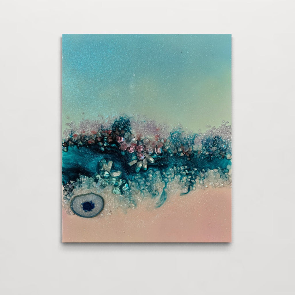 Heart Reef Bliss 2 with Swarovski, Amethyst, Agate, Quartz  on Canvas 40x50cm