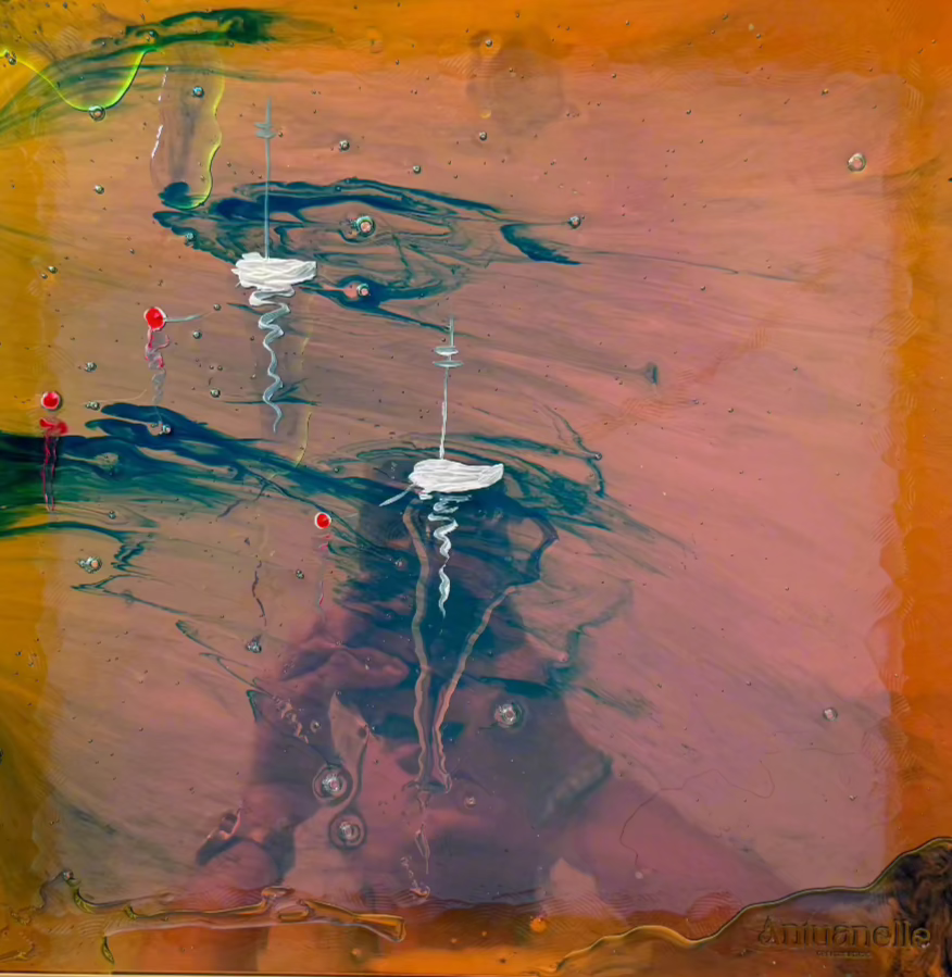 St Tropez Boats Artwork   Anchored FRAMED 30x30cm